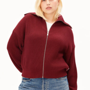 VANISÉ RIPP-STRICKJACKE — velvet red-light velvet red van ARMEDANGELS