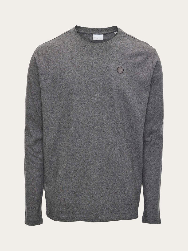 Badge long sleeve - Dark Grey Melange van Knowledge Cotton Apparel